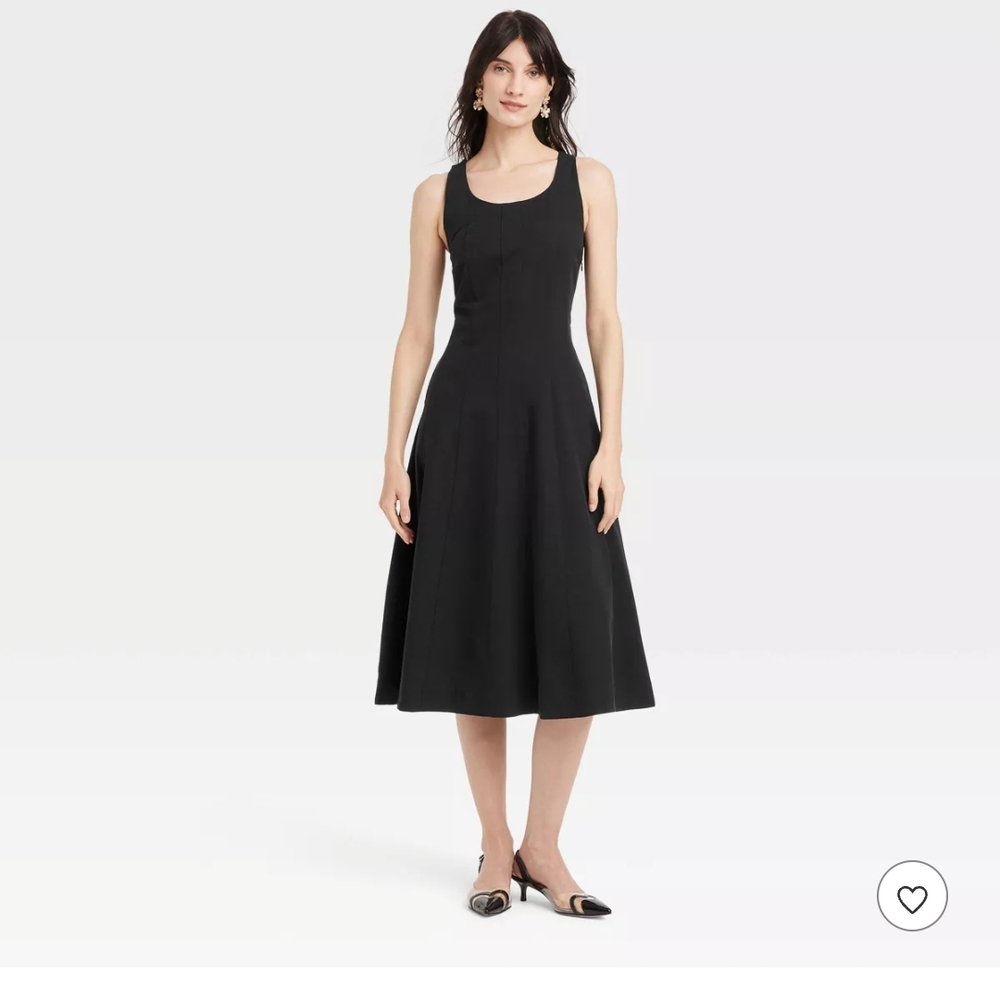 a new day Black Corset Midi A-Line Dress